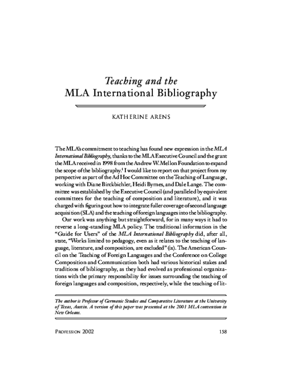  pdf teaching and the mla international bibliography profession