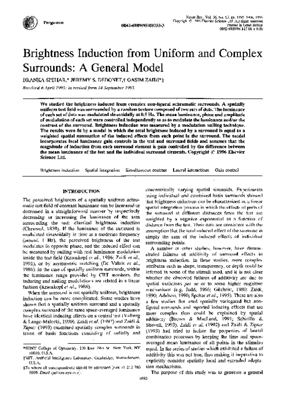 (PDF) Brightness Induction from Uniform and Complex Surrounds: A ...