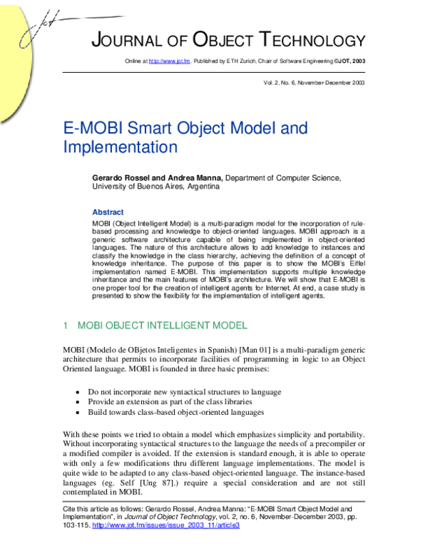 (PDF) E-MOBI Smart Object Model and Implementation