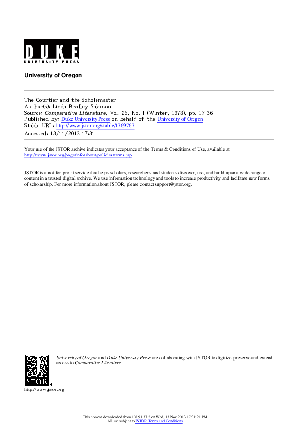 The Courtier and The Scholemaster