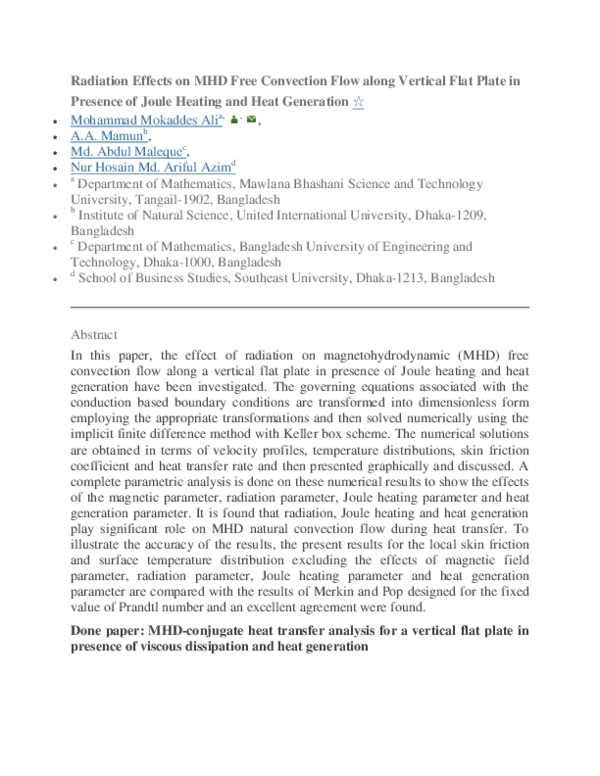 (DOC) Radiation Effects on MHD Free Convection Flow along Vertical Flat ...