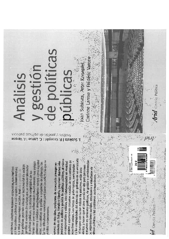  PDF An Lisis Y Gesti N De Pol Ticas P Blicas Joan Subirats YAQI 