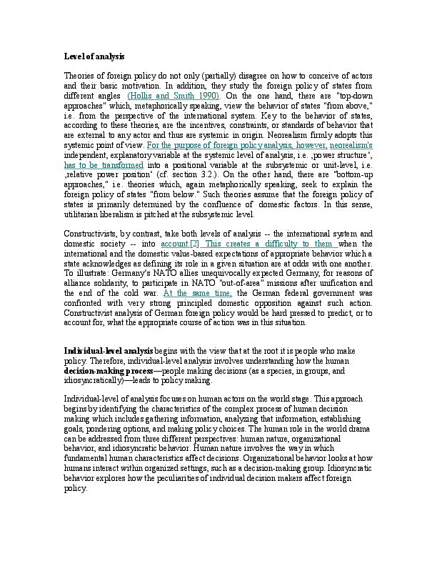 (DOC) Level of analysis