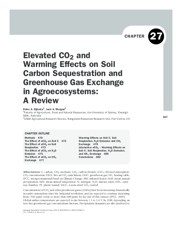 (PDF) Elevated CO₂ and Warming Effects on Soil Carbon Sequestration and ...