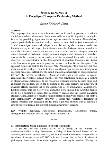 (PDF) Science as Narratives: The Paradigmatic Change in the Post-modern ...