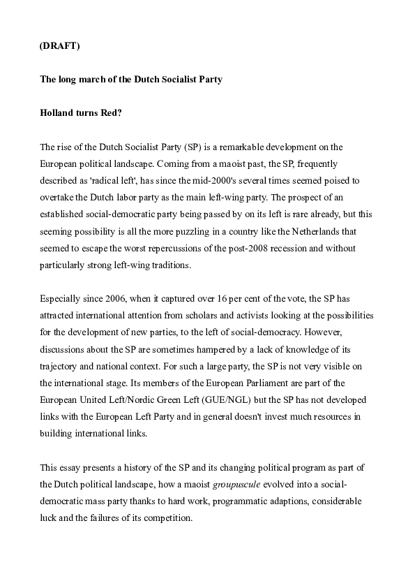 First page of “The Long March of the Dutch Socialist Party”