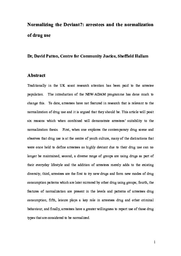 Normalization of drug use picture