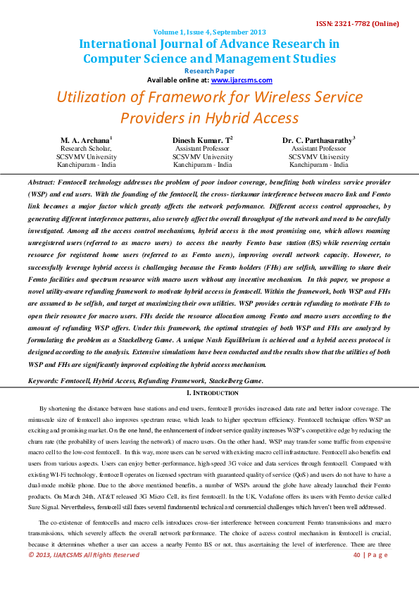 (PDF) Utilization of Framework for Wireless Service Providers in Hybrid ...