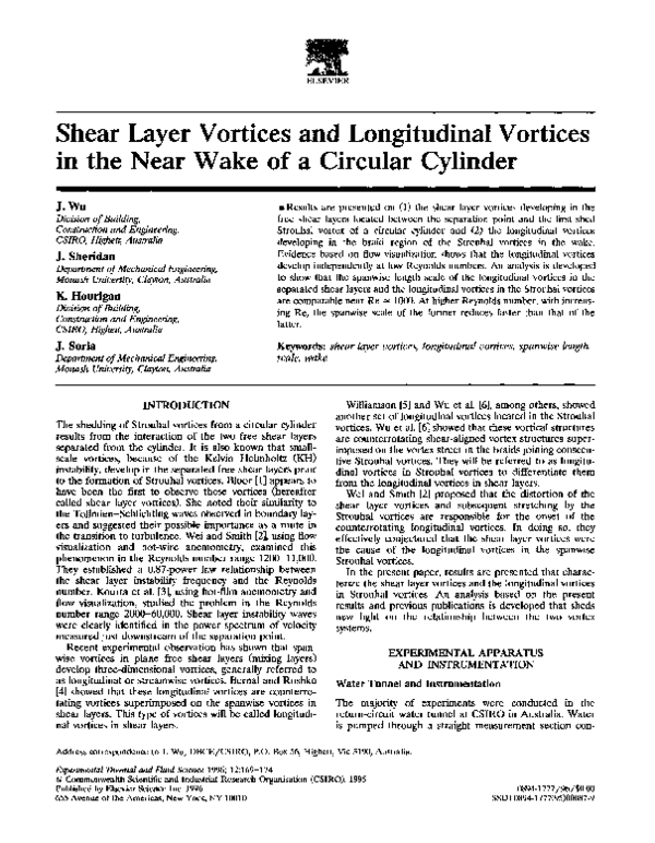 (PDF) Shear layer vortices and longitudinal vortices in the near wake ...