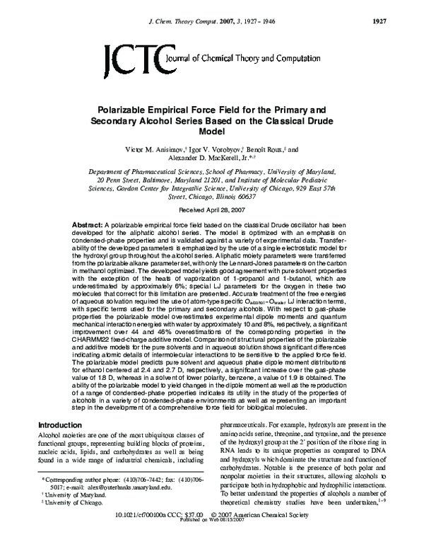 (PDF) Polarizable Empirical Force Field for the Primary and Secondary ...