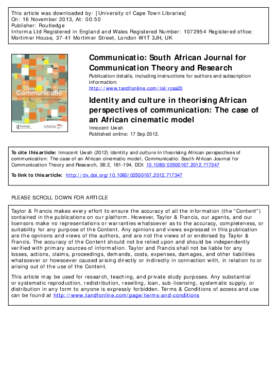 (PDF) Communicatio South African Journal for Communication Theory and