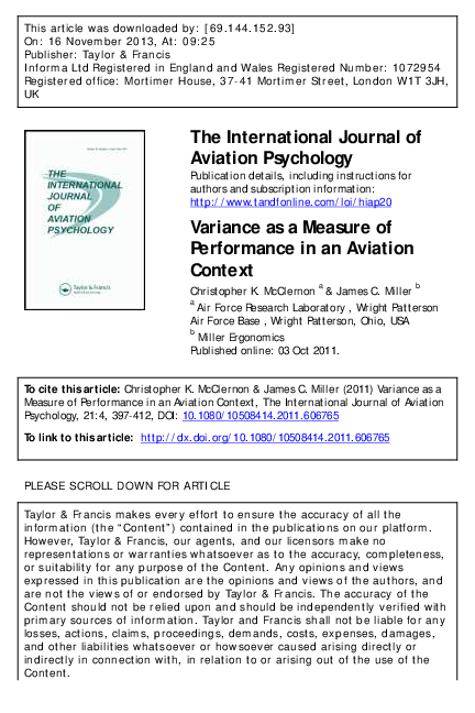 (PDF) Variance as a measure of performance in an aviation context