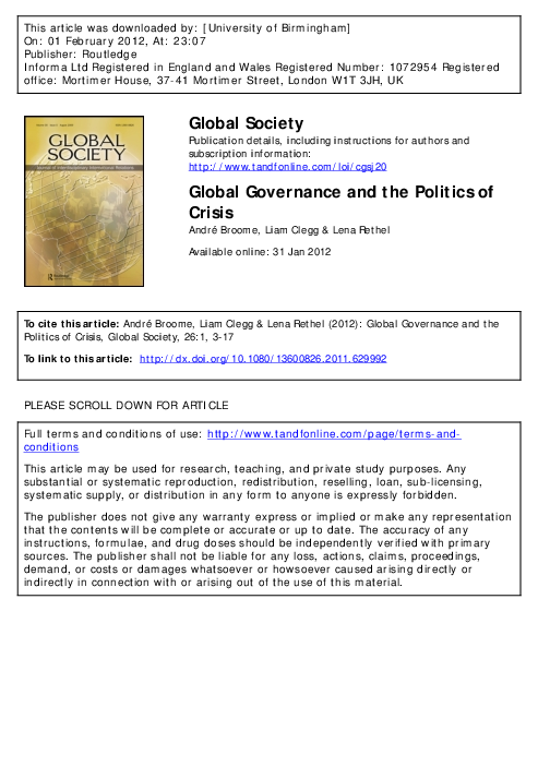 (PDF) Global Governance and the Politics of Crisis