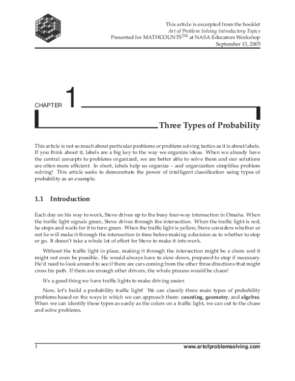 (PDF) This article is excerpted from the booklet Art of Problem Solving