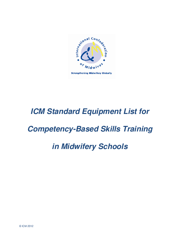 (PDF) ICM Standard Equipment List for CompetencyBased Skills Training