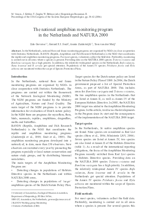 (PDF) The national amphibian monitoring program in the Netherlands and