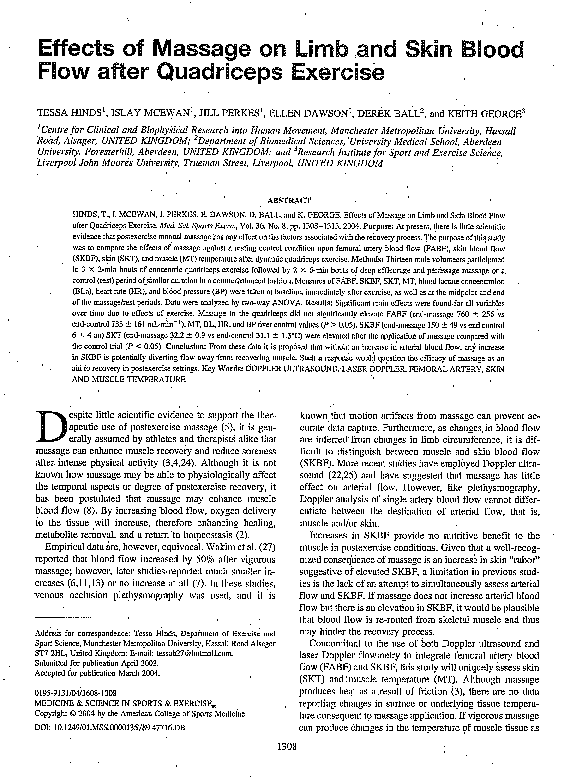 (PDF) Effects of Massage on Limb and Skin Blood Flow after Quadriceps ...