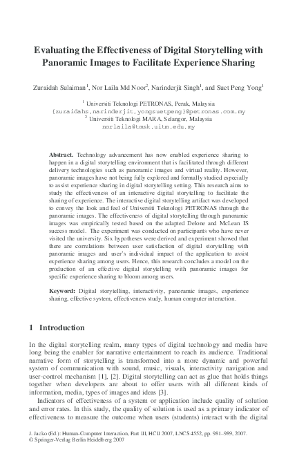 (PDF) Evaluating the Effectiveness of Digital Storytelling with ...