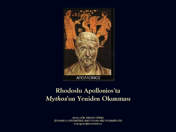 (PDF) 2006, Rhodoslu Apollonios'ta Mythos'un Yeniden Okunması ...