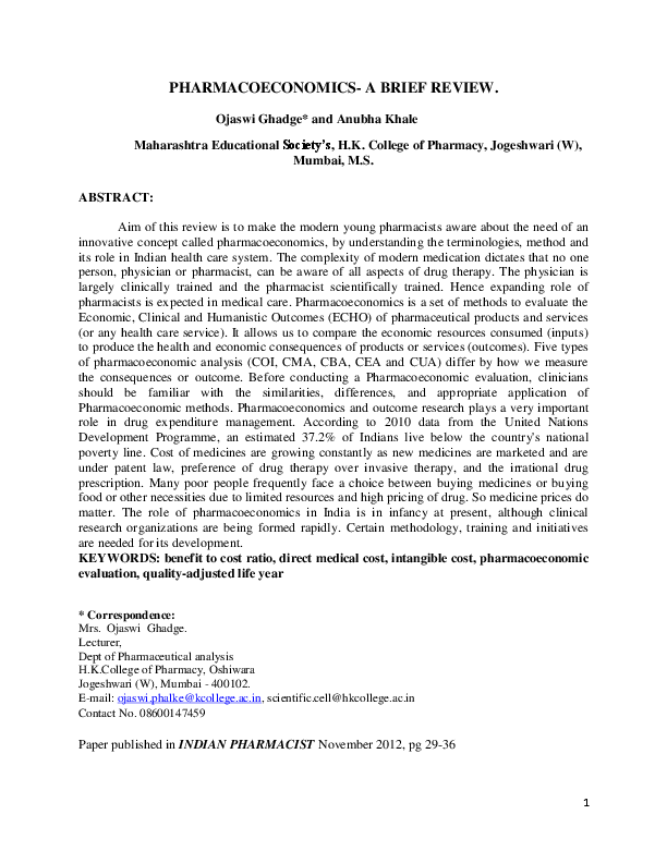 Principles of pharmacoeconomics pdf image
