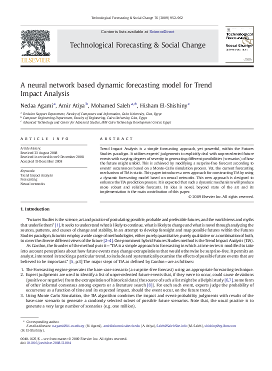 (PDF) A neural network based dynamic forecasting model for Trend Impact ...