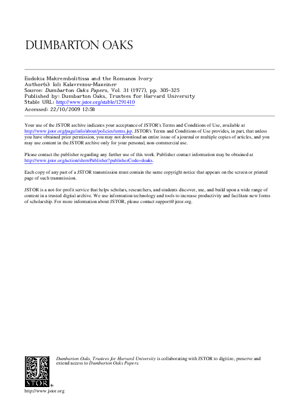 Eudokia Makrembolitissa and the Romanos Ivory