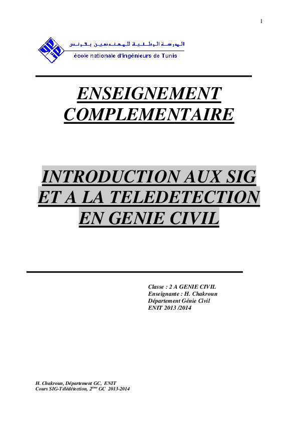 Pdf Cours Sig Systeme D Information Geographique Badreddine Besbes Academia Edu