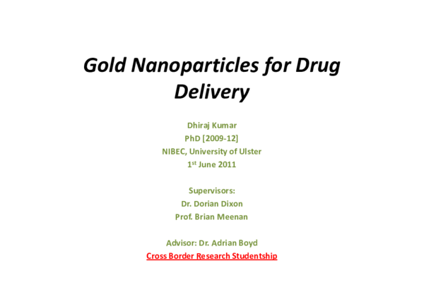 Gold Nanoparticles for Drug Delivery