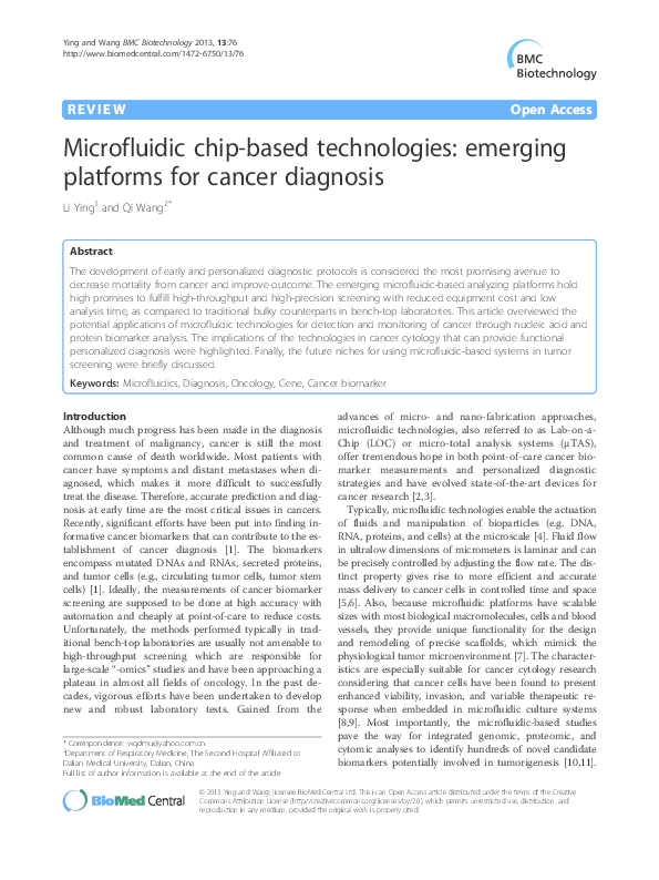 (PDF) R Microfluidic chip-based technologies: emerging platforms for ...