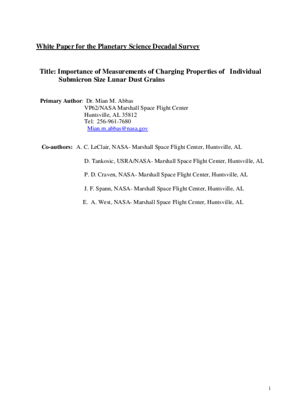 (PDF) Title: Importance of Measurements of Charging Properties of ...