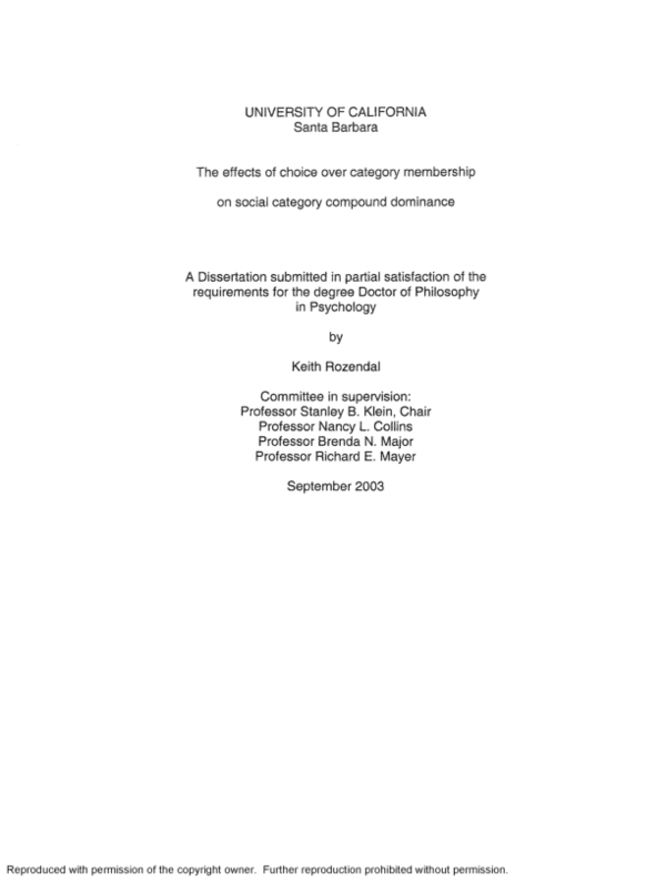 (PDF) The Effects of Choice Over Category Membership on Social Category ...