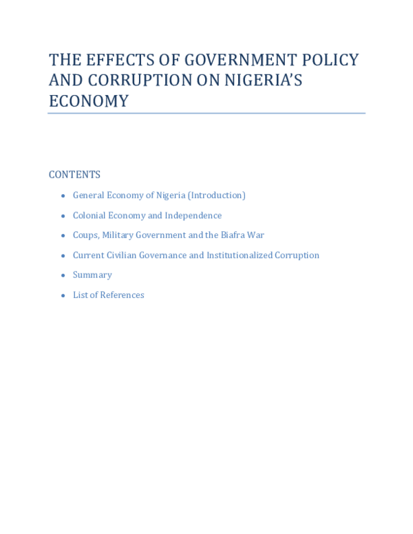 (DOC) THE EFFECTS OF GOVERNMENT POLICY AND CORRUPTION ON NIGERIA'S ...