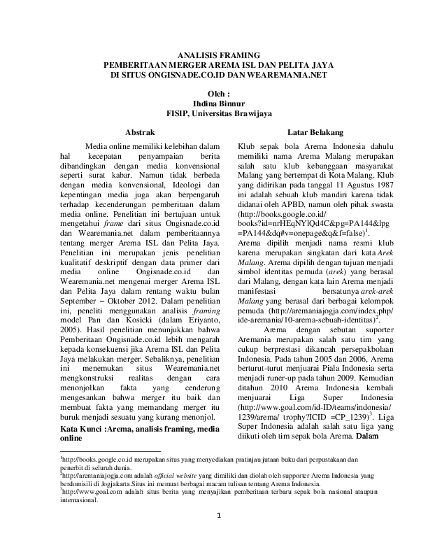 Doc Jurnal Analisis Framing Ihdina Binnur Academia Edu