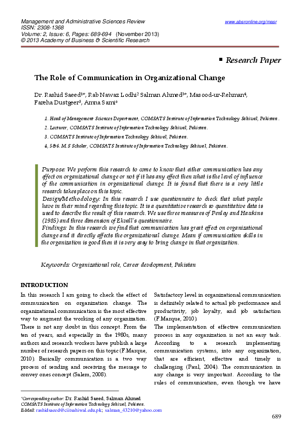 communication management research paper