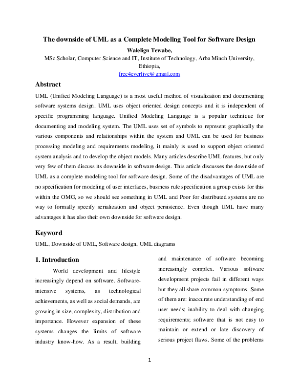  PDF The Downside Of UML As A Complete Modeling Tool For Software