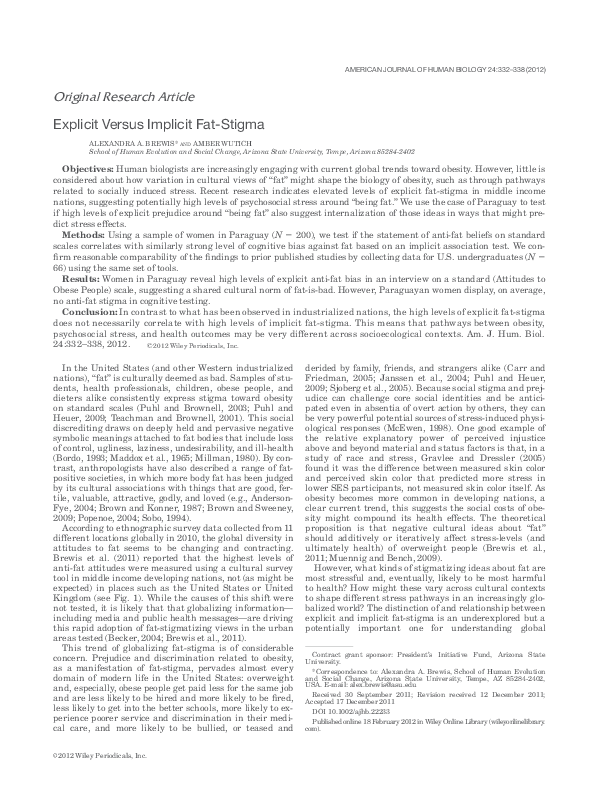 (PDF) Brewis, A. and A. Wutich. (2012) Explicit versus