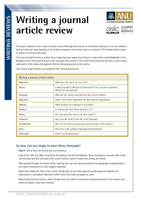 (PDF) Writing a journal article review
