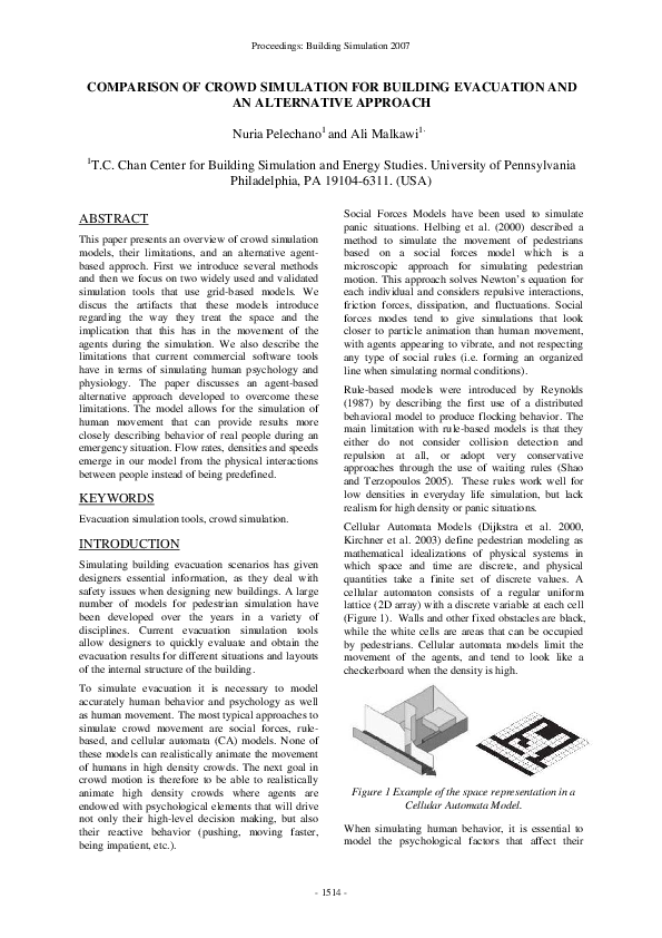 (PDF) COMPARISON OF CROWD SIMULATION FOR BUILDING EVACUATION AND AN ...
