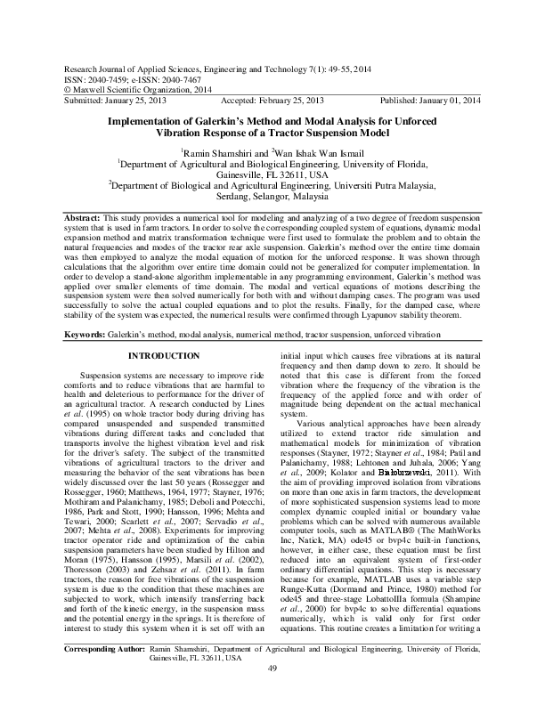 (PDF) Implementation of Galerkin’s Method and Modal Analysis for ...