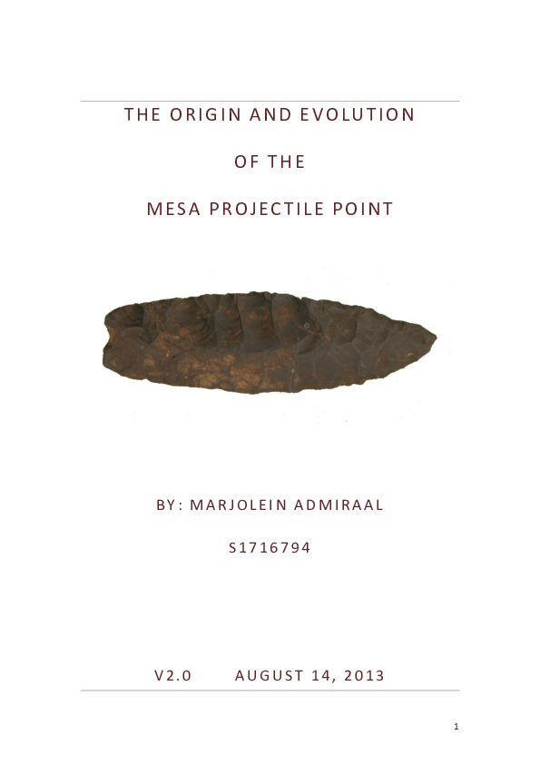 (PDF) The Origin and Evolution of the Mesa Projectile Point