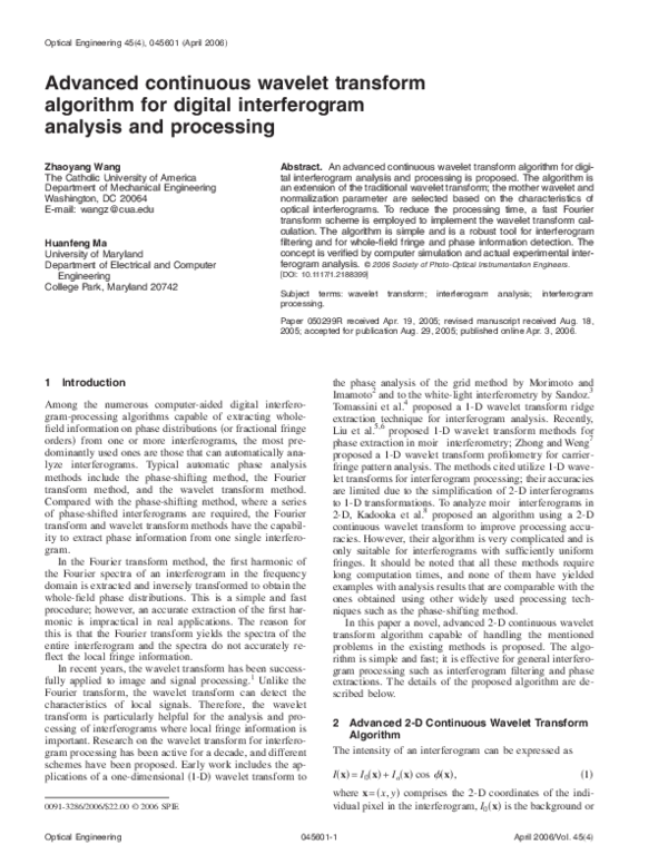 (PDF) Advanced continuous wavelet transform algorithm for digital ...