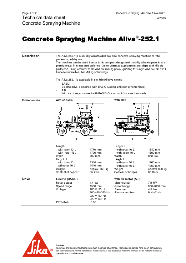 (PDF) Technical data sheet Concrete Spraying Machine Κωστας Σταθης