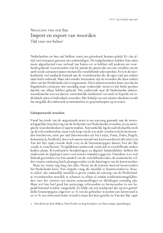 (PDF) Import en export van woorden Nicoline van der Sijs Academia.edu