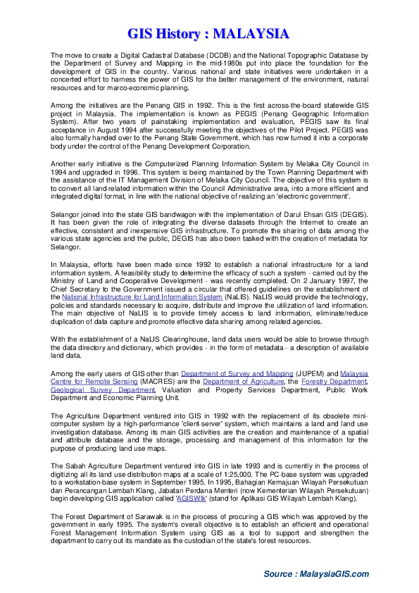 History And Development Of Gis Pdf Pdf) G G Gi I Is S S H H Hi I Is S St T To O Or R Ry Y Y : : : M M Ma A Al L