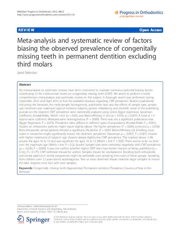 (PDF) Meta-analysis and systematic review of factors biasing the ...