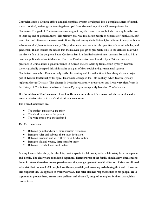 Social and Governmental Structure of Confucianism