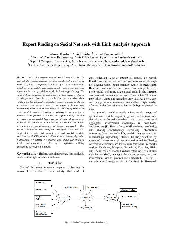 (PDF) Expert Finding on Social Network with Link Analysis Approach