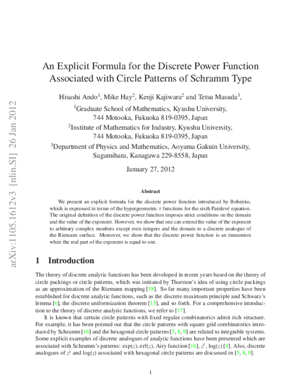 (PDF) An explicit formula for the discrete power function associated ...