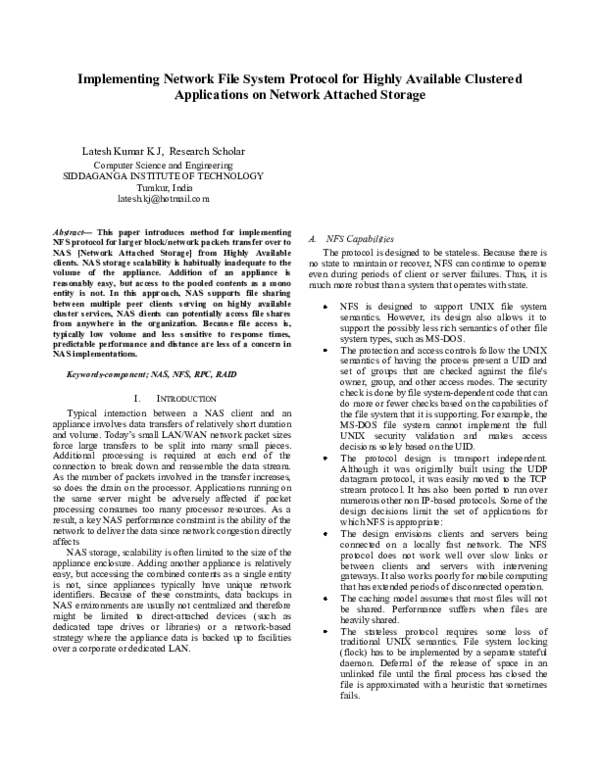 (PDF) Implementing Network File System Protocol for Highly Available ...
