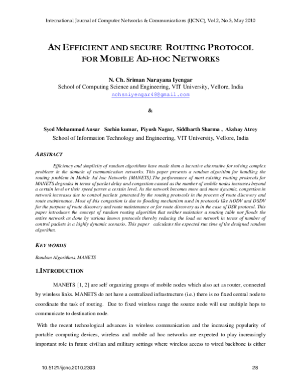(PDF) An Efficient and Secure Routing Protocol for Mobile Ad-Hoc Networks